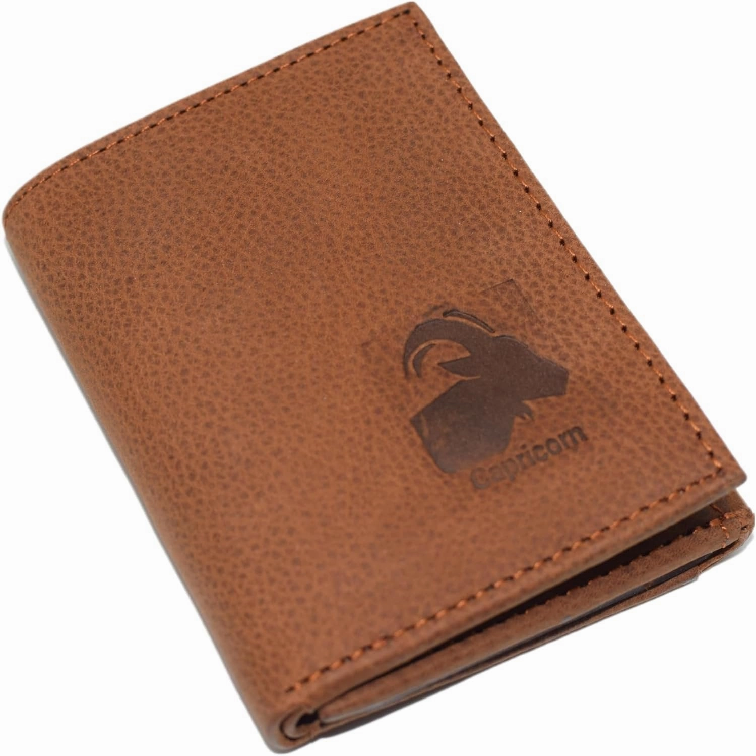 Marshal Capricorn Zodiac Logo Rfid Blocking Real Leather Bifold Trifold Wallet For Men (Bifold) EndofWeek Deals Todays Steal