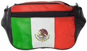 Top Grain Genuine Leather Mexican Flag Waist Bag/Fanny Pack/ Waist Hip Purse 965 (C) Instant Deal Today Special Price Today