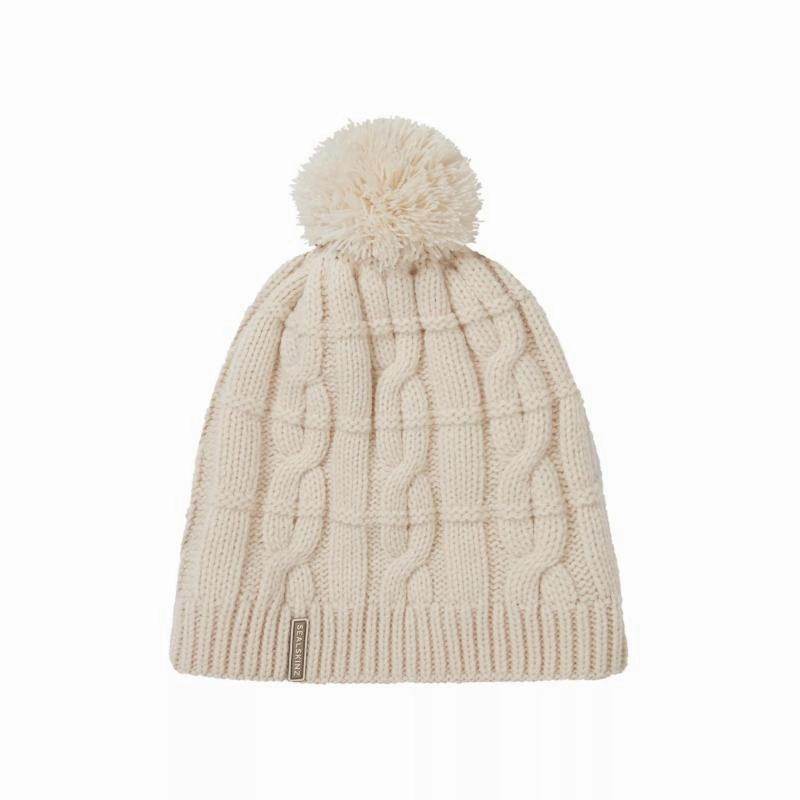 Sealskinz Hemsby Waterproof Cold Weather Cable Knit Bobble Hat - Cream Online Exclusive Offer Limited Offer Alert