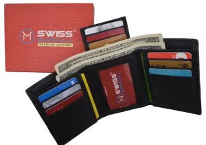 Shop Smart Deals Daily Deal Frenzy Black Mens Leather Rfid Trifold Card Id Wallet W/ Removable Card Holder & Gift Box