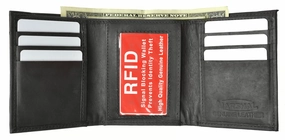 Black Leather Trifold Mens Wallets Minimalist Design Rfid Blocking Smart Wallet Limited Time Discount Special Online Offer