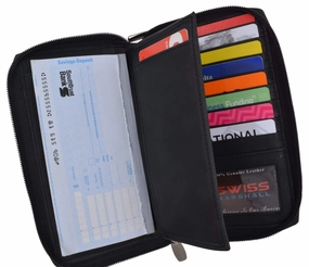 Black Zip Around Genuine Leather Checkbook Credit Card Id Holder Wallet Price Drop Frenzy