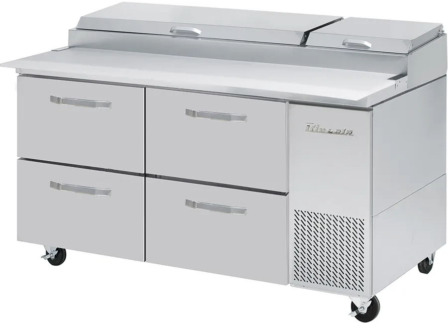 Blue Air - BAPP67-D4-HC, 4 Drawers All Stainless Pizza Prep.Table, 67" wide, 20.2 cu/ft. - (9) 1/3 Pans - By Others. R-290 Refrigerant