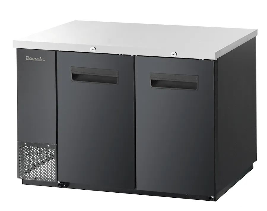 Blue Air - BBB59-2B-HC, 2 Doors Back Bar Cooler, Black Finish Exterior, 59" W x 27" D, R-290 Refrigerant