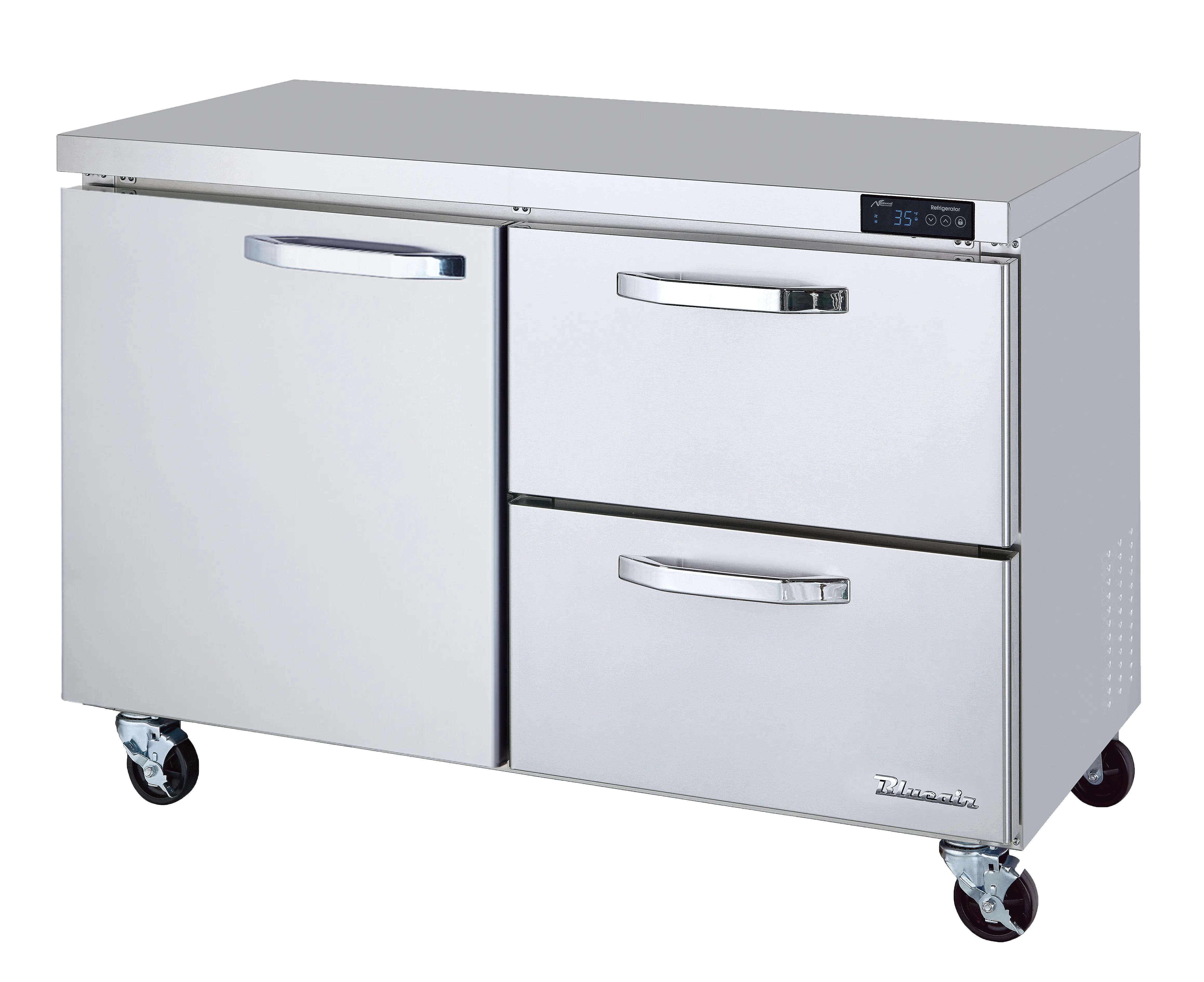 Blue Air - BLUR48-D2R-HC, 2 Drawers 1 Door (L) All Stainless Undercounter Refrigerator - 48" wide, 13 cu/ft., R-290 Refrigerant