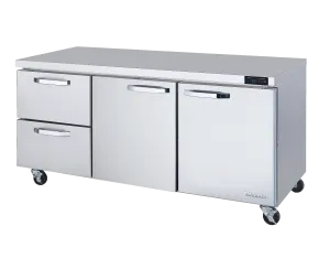 Blue Air - BLUR72-D2L-HC, 2 Drawers 2 Doors (M, R) All Stainless Undercounter Refrigerator - 72" wide, 20 cu/ft, R-290 Refrigerant