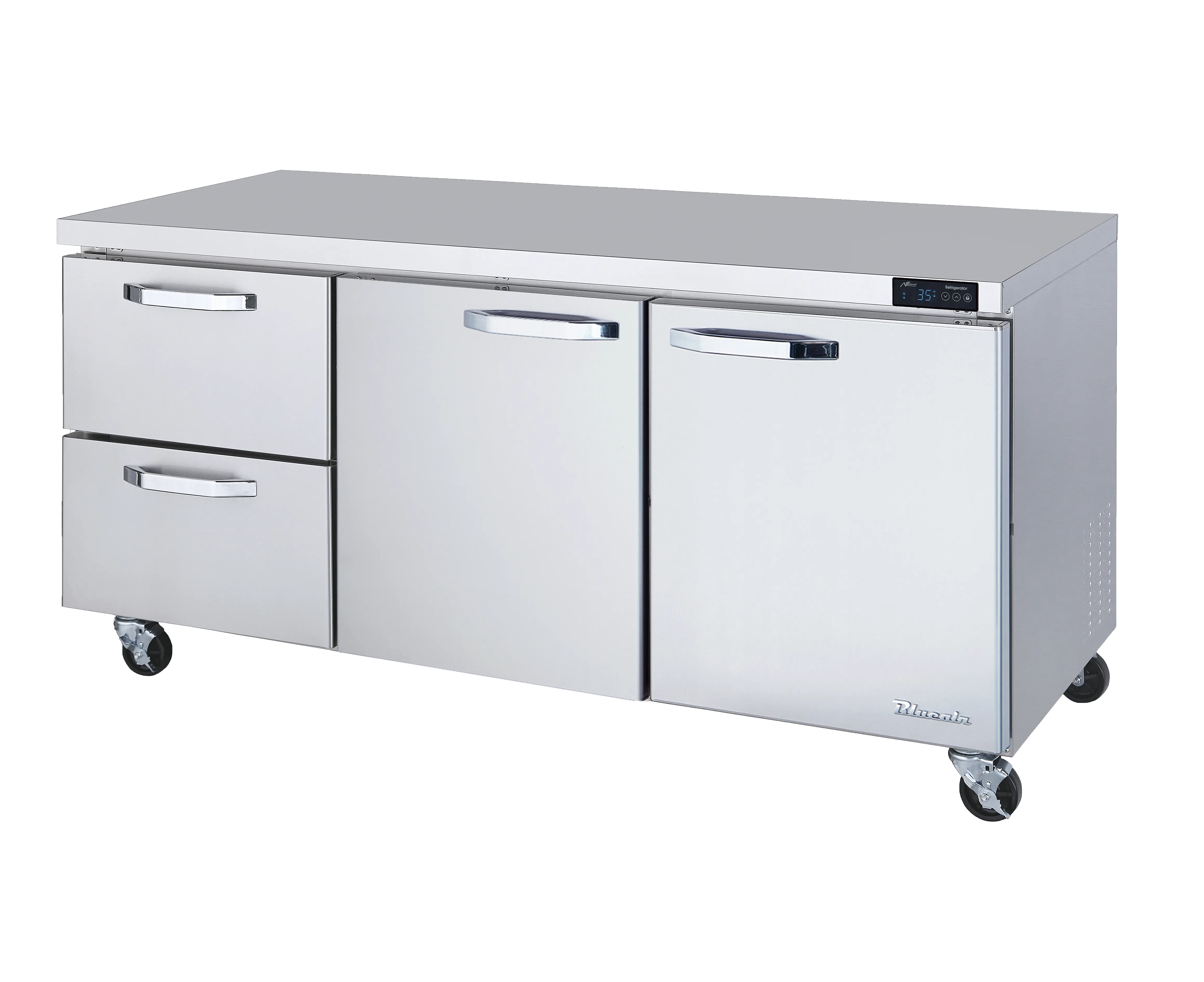 Blue Air - BLUR72-D2L-HC, 2 Drawers 2 Doors (M, R) All Stainless Undercounter Refrigerator - 72" wide, 20 cu/ft, R-290 Refrigerant