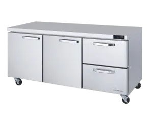 Blue Air - BLUR72-D2R-HC, 2 Drawers 2 Doors (L, M) All Stainless Undercounter Refrigerator - 72" wide, 20 cu/ft, R-290 Refrigerant