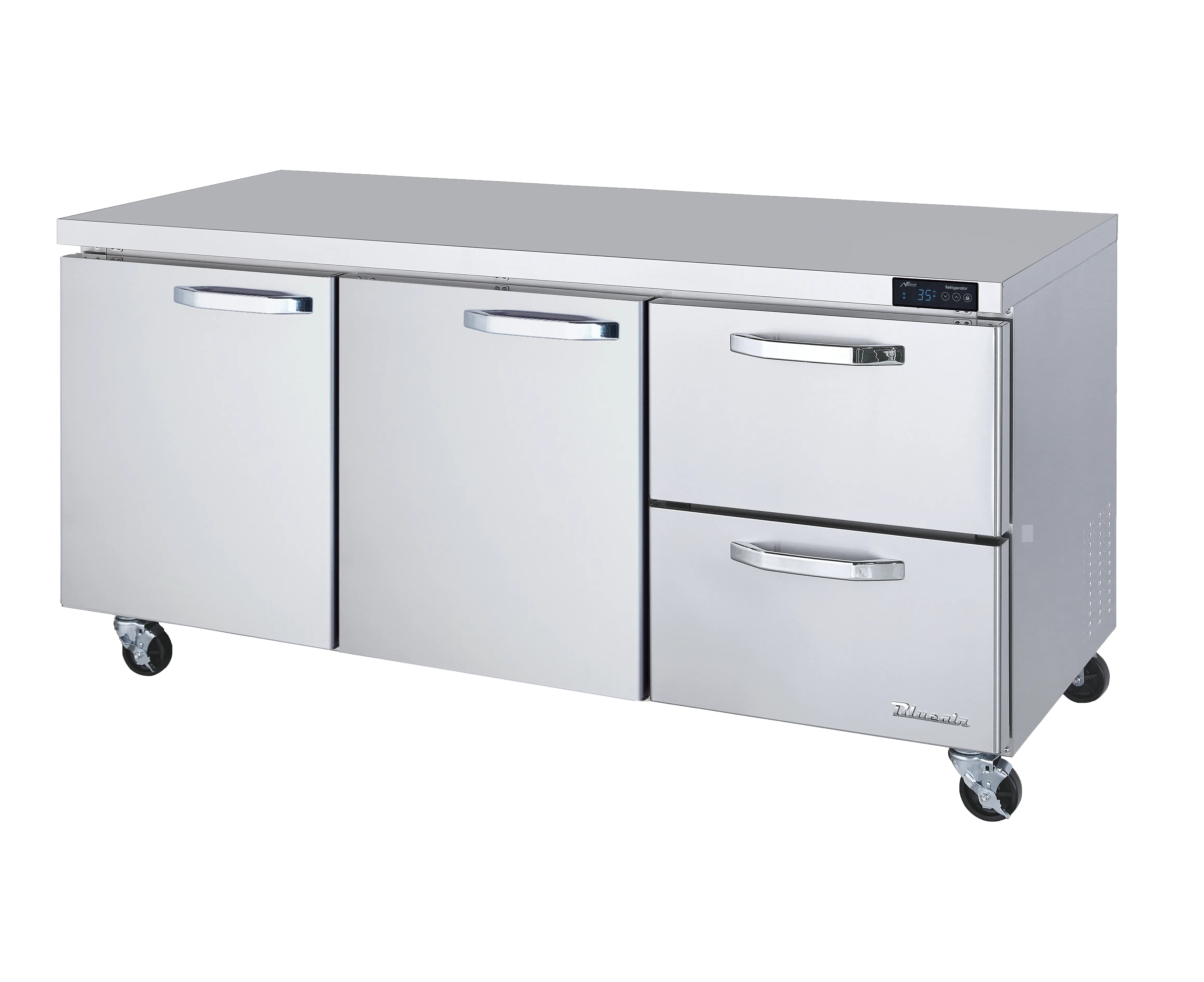 Blue Air - BLUR72-D2R-HC, 2 Drawers 2 Doors (L, M) All Stainless Undercounter Refrigerator - 72" wide, 20 cu/ft, R-290 Refrigerant
