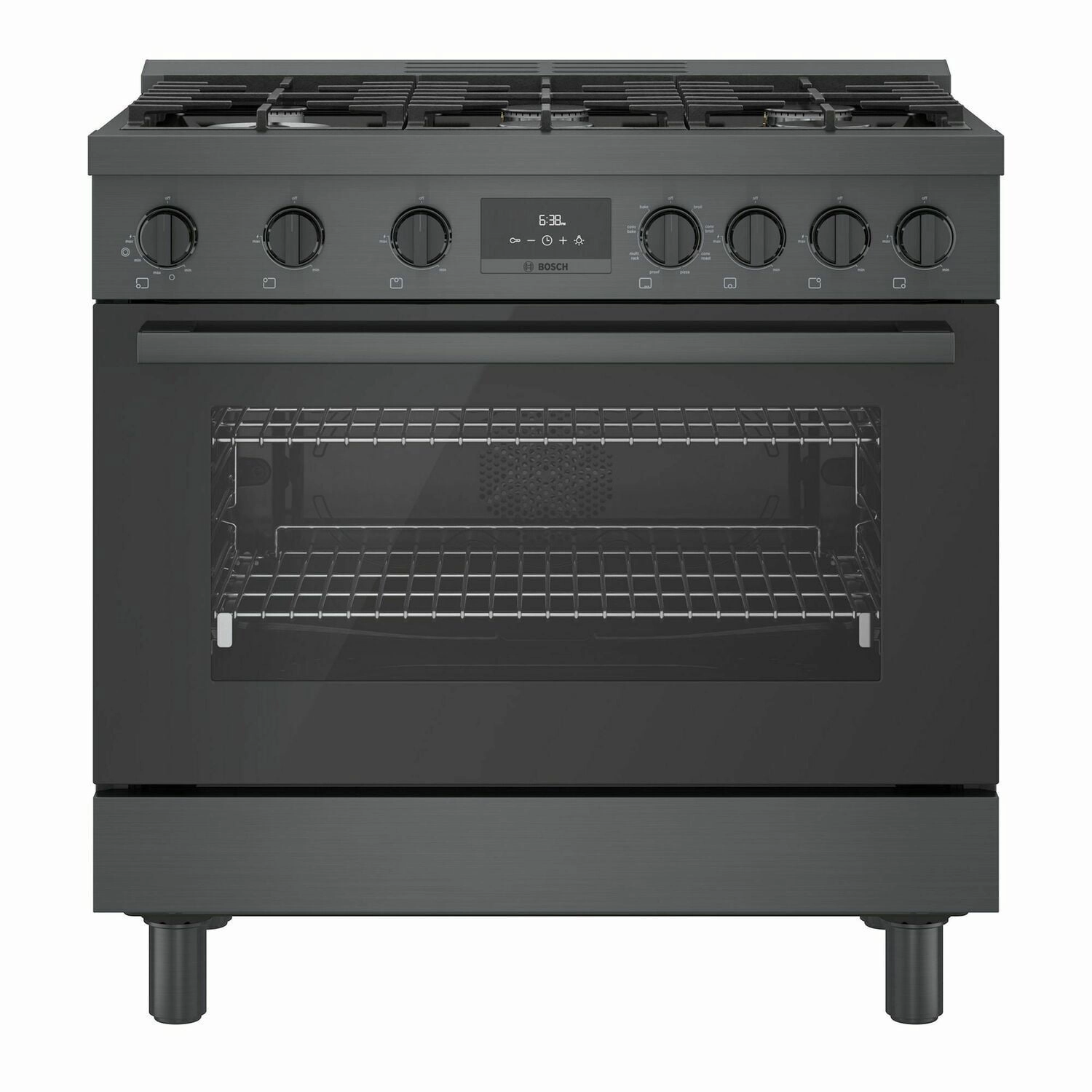 Bosch HDS8645U 800 Series Dual Fuel Freestanding Range 36'' Black Stainless Steel Hds8645U