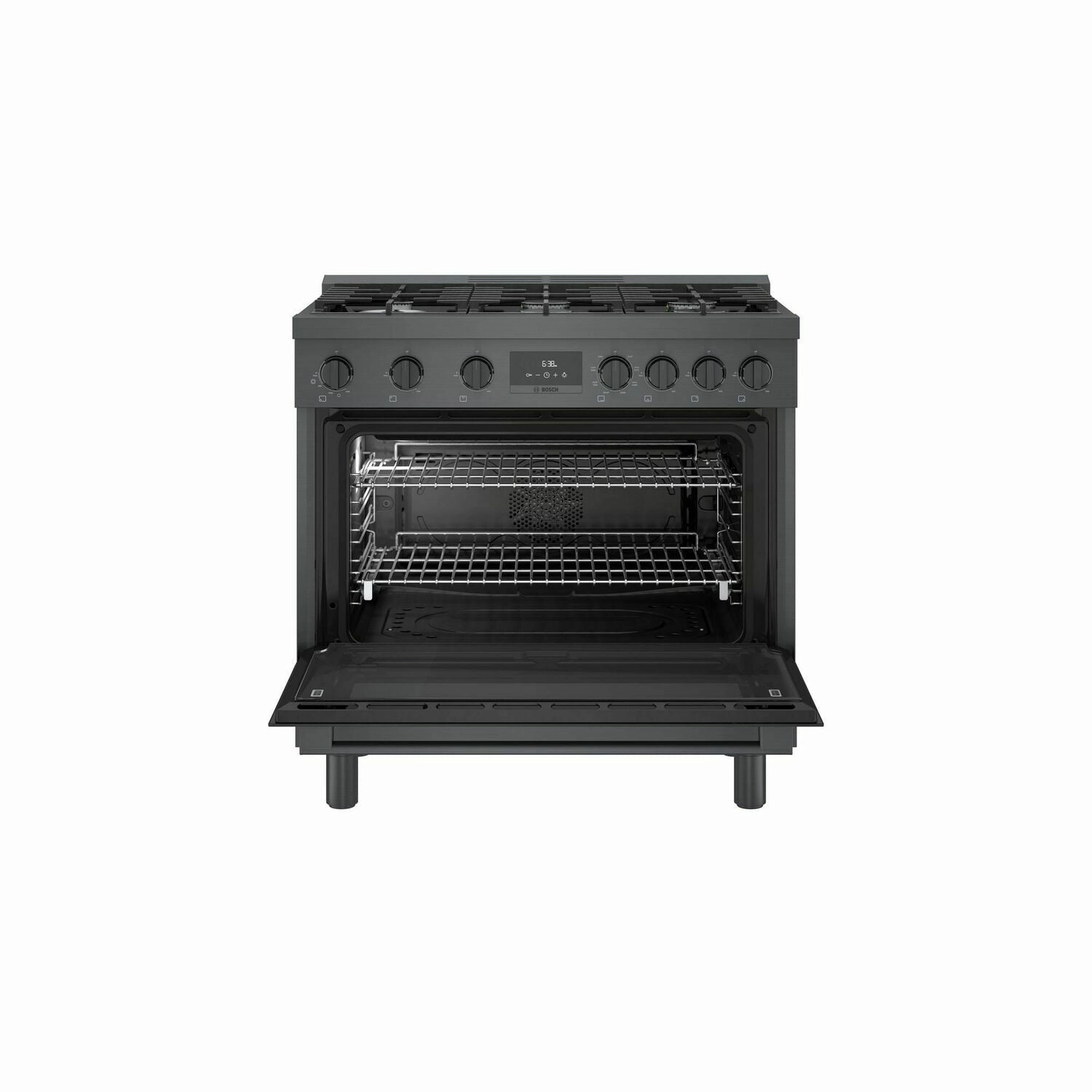 Bosch HDS8645U 800 Series Dual Fuel Freestanding Range 36'' Black Stainless Steel Hds8645U