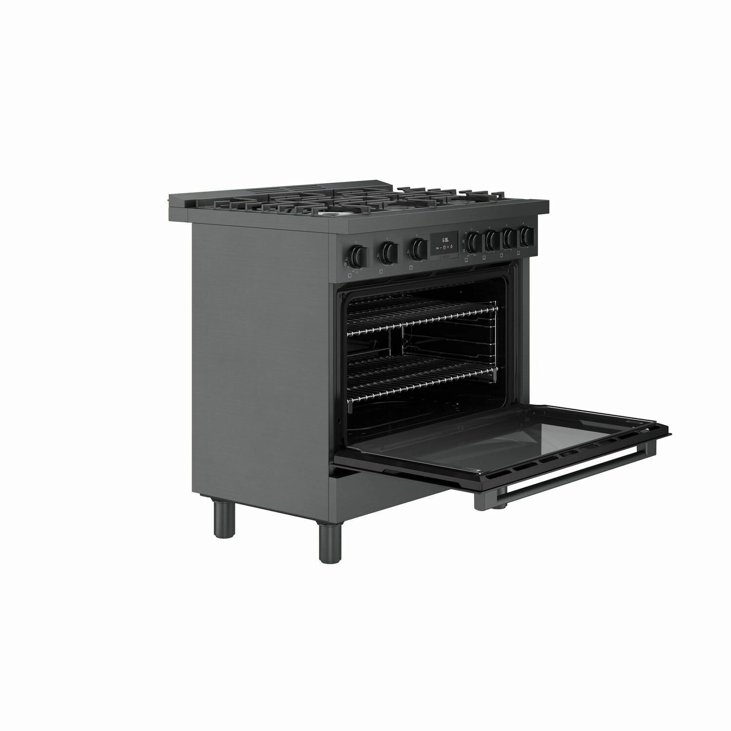 Bosch HDS8645U 800 Series Dual Fuel Freestanding Range 36'' Black Stainless Steel Hds8645U