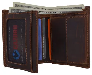 Brand New Cazoro Rfid Bifold Trifold Hybrid Mens Distress Vintage Leather Wallet Gift Ideas Galore