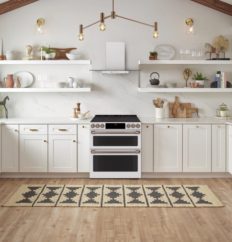 Cafe CES750P4MW2 Caf 30" Smart Slide-In, Front-Control, Radiant And Convection Double-Oven Range