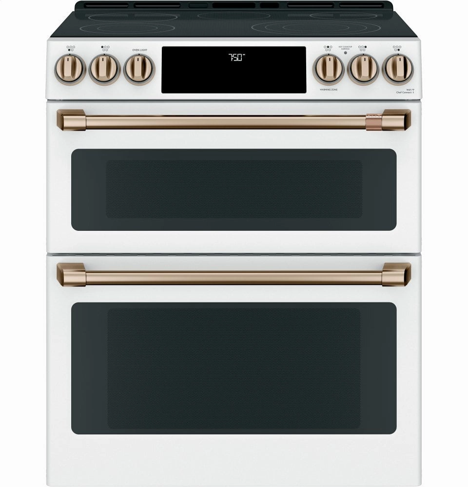 Cafe CES750P4MW2 Caf 30" Smart Slide-In, Front-Control, Radiant And Convection Double-Oven Range