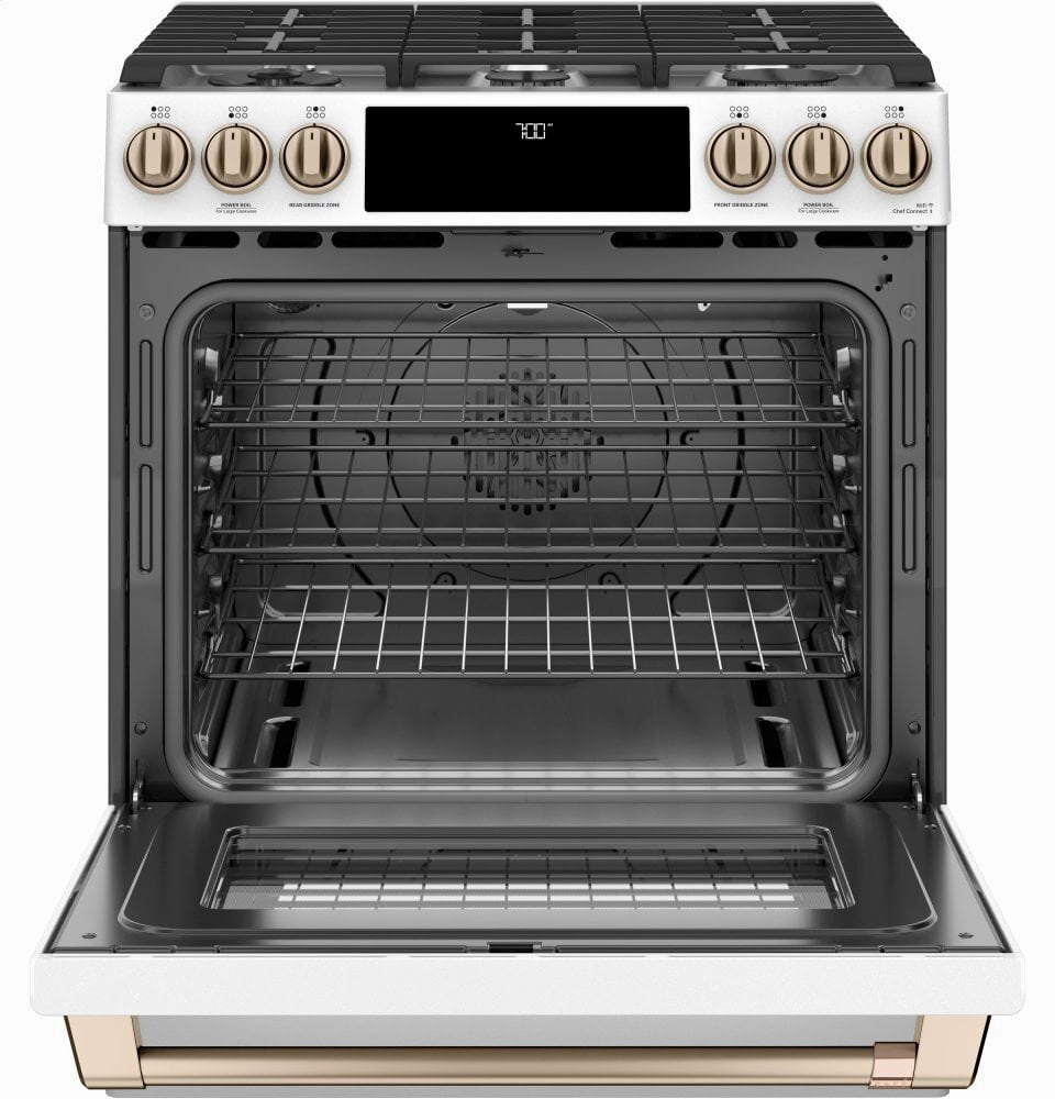 Cafe CGS700P4MW2 Caf 30" Smart Slide-In, Front-Control, Gas Range With Convection Oven