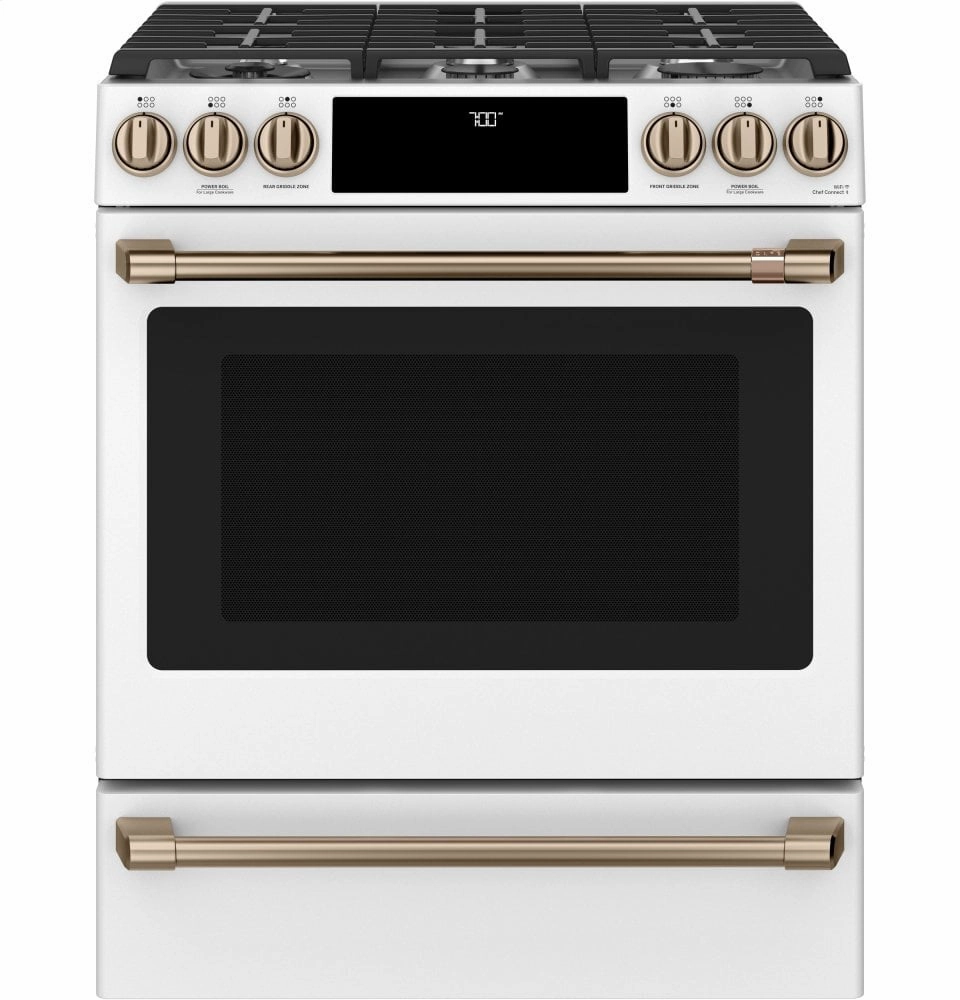 Cafe CGS700P4MW2 Caf 30" Smart Slide-In, Front-Control, Gas Range With Convection Oven