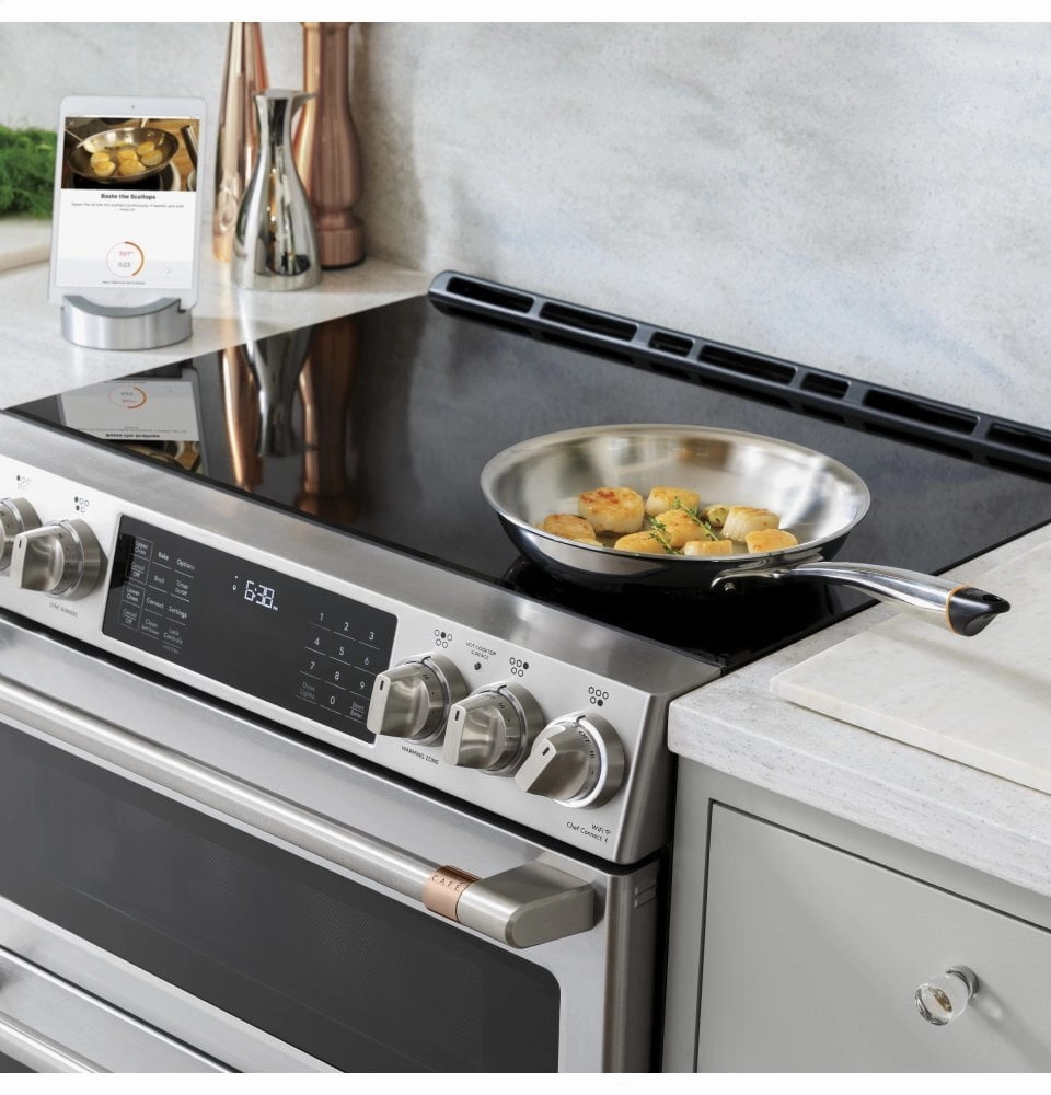 Cafe CHS900P2MS1 Caf 30" Smart Slide-In, Front-Control, Induction And Convection Range With Warming Drawer