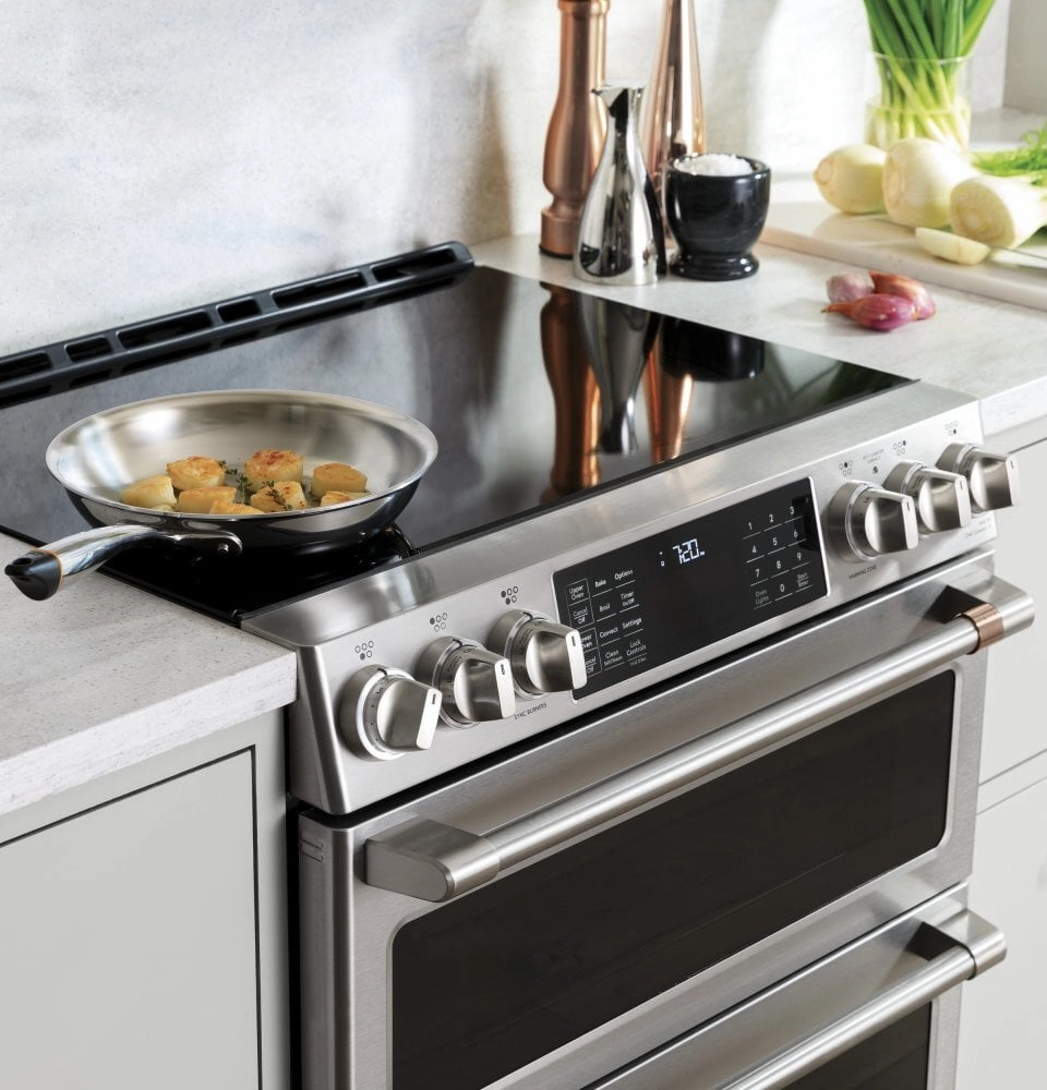 Cafe CHS900P2MS1 Caf 30" Smart Slide-In, Front-Control, Induction And Convection Range With Warming Drawer