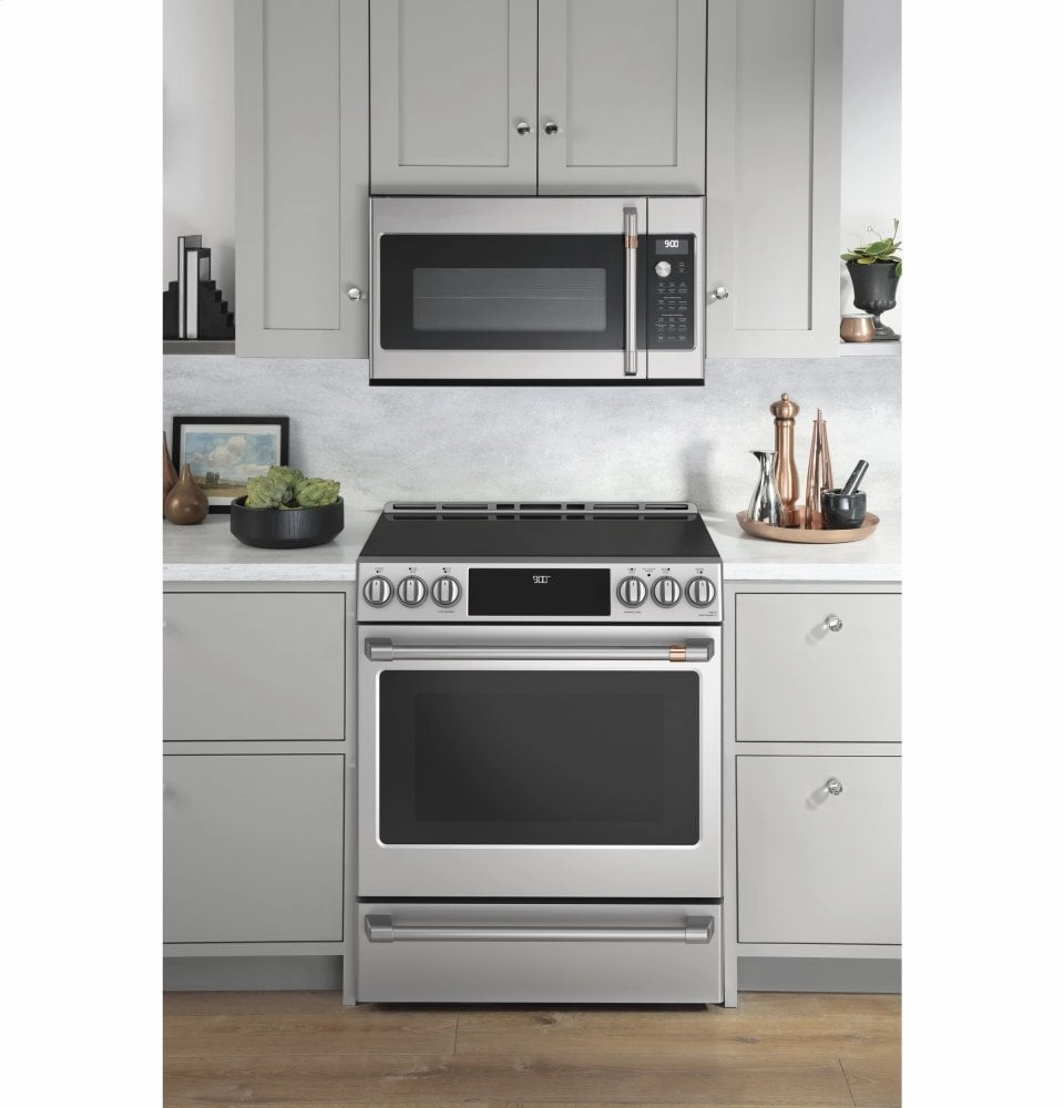 Cafe CHS900P2MS1 Caf 30" Smart Slide-In, Front-Control, Induction And Convection Range With Warming Drawer