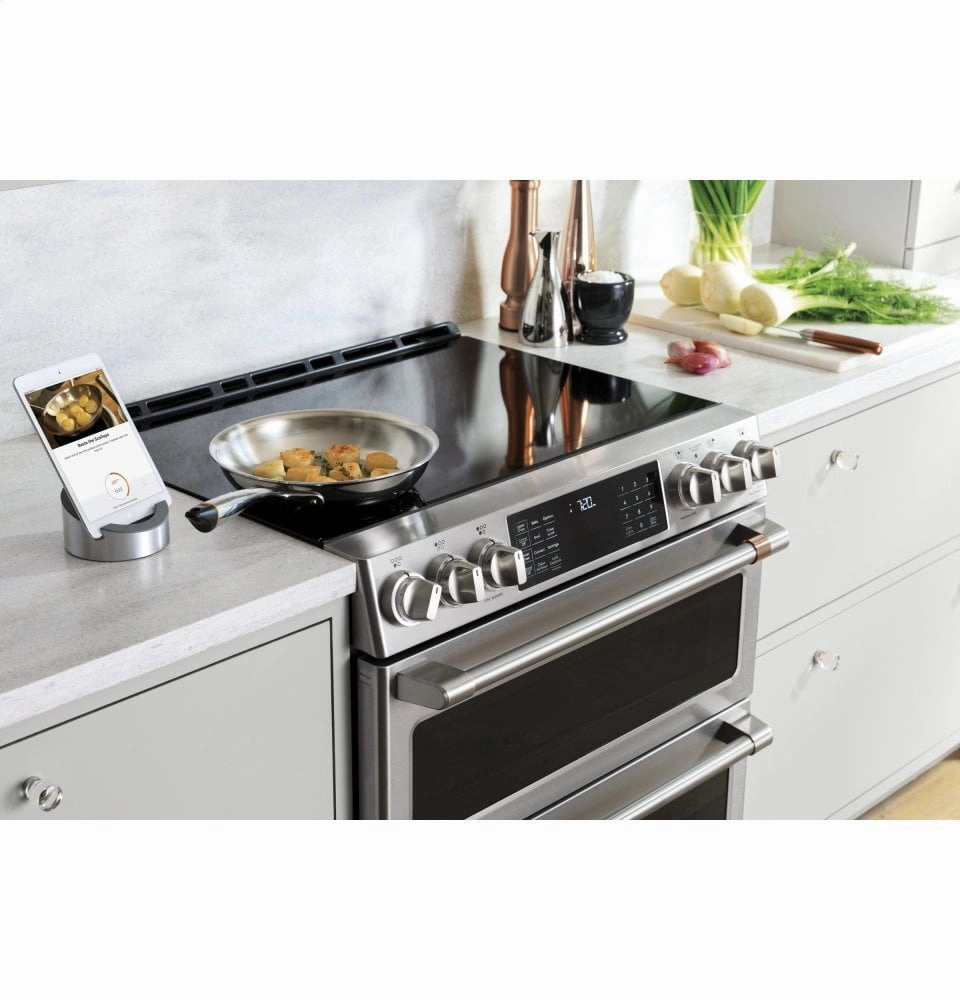 Cafe CHS900P2MS1 Caf 30" Smart Slide-In, Front-Control, Induction And Convection Range With Warming Drawer