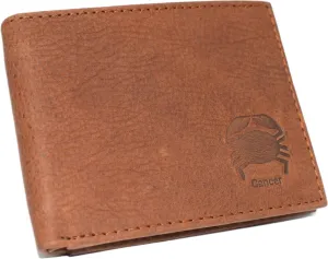 Cancer Men'S Rfid Blocking Real Leather Bifold Trifold Zodiac Sign Wallet (Trifold) Clearance Event Alert