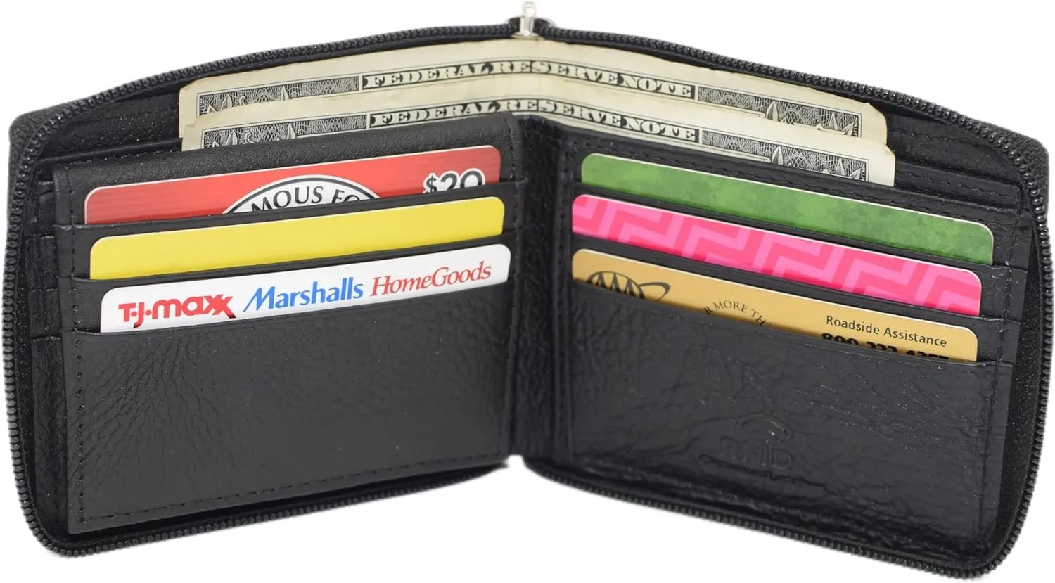 Flash Deal Alert Hot Price Drop Cavelio Rfid Blocking Cowhide Leather Zip-Around Id Bifold Wallet For Men With Gift Box (Black)