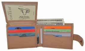 Cavelio Genuine Leather Bifold Card Id Holder Men'S Tan Wallet W/ Snap Closure Flash Discount Today Clearance Sale Now