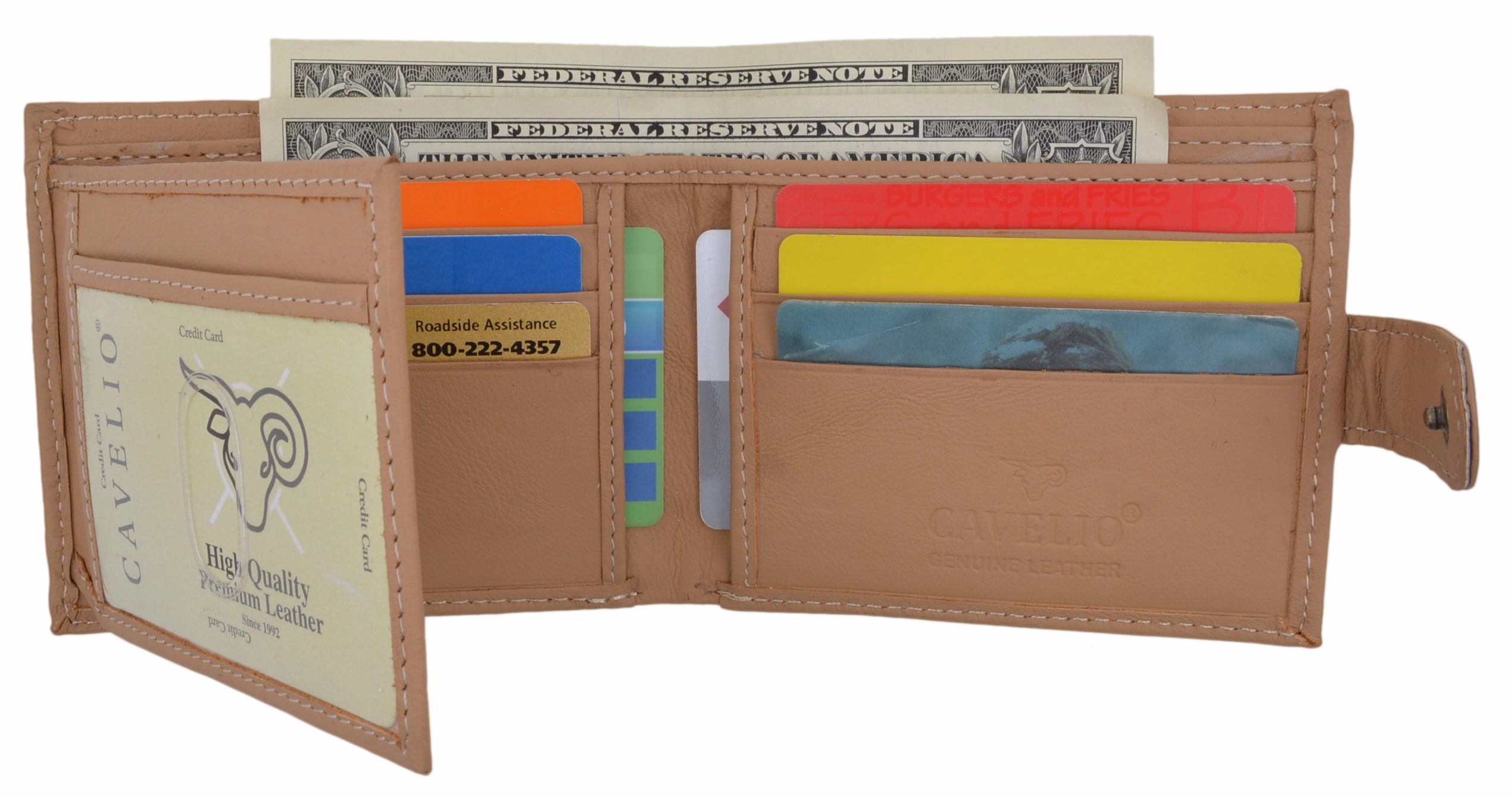 Cavelio Men'S Bifold Card Id Holder Genuine Leather Wallet With Snap Closure Limited Stock Deals Online Deal Frenzy