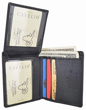 Shop the Savings Now Cavelio Men'S Premium Leather L-Shape Bifold Credit Card Id Holder Wallet