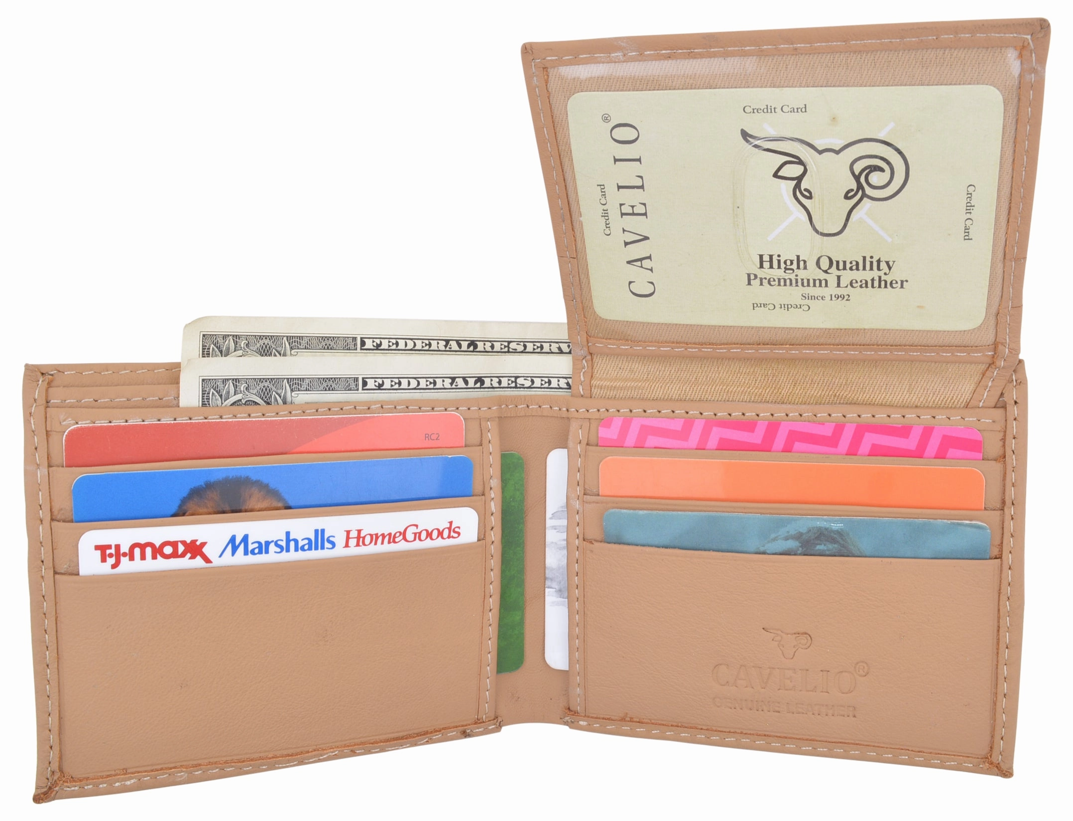 Cavelio Mens Premium Leather Slim Flap Up Card Id Holder Bifold Wallet MustShop Sale Save Big Online