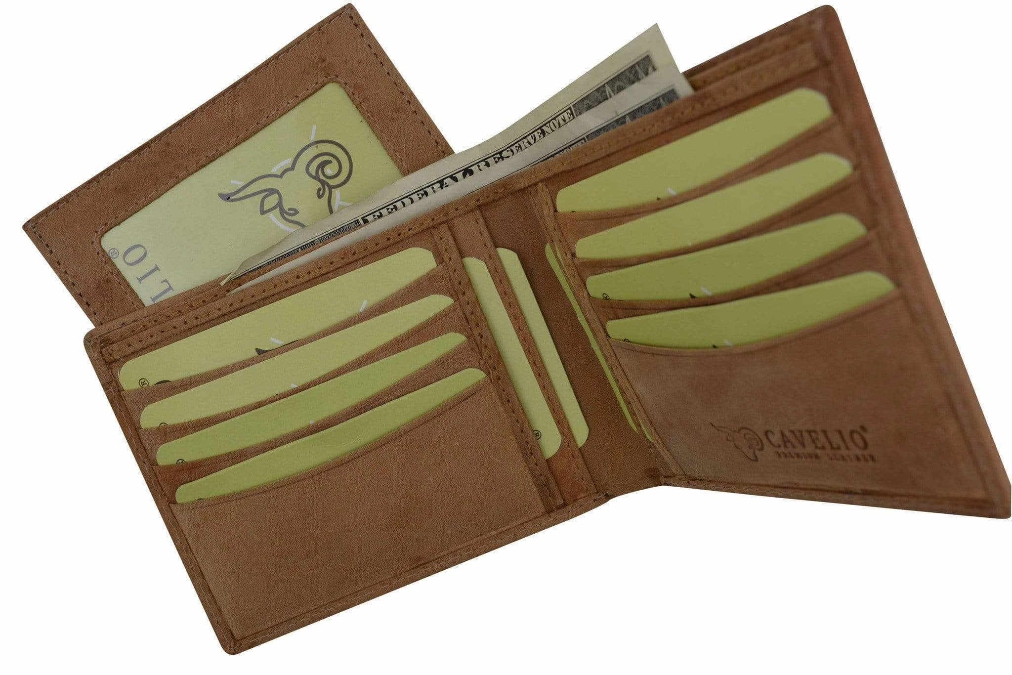 Cavelio Premium Leather Hunter Vintage Style Bifold Credit Card Holder Wallet With Removable Id Card Holder Hu534 (C) Today Only Hot Sale