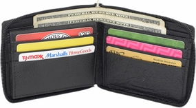 Flash Deal Alert Hot Price Drop Cavelio Rfid Blocking Cowhide Leather Zip-Around Id Bifold Wallet For Men With Gift Box (Black)