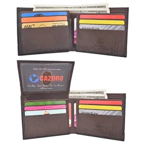 Flash Sale Alert Now MustHave Gift Ideas Cazoro Men'S Genuine Leather Rfid Blocking Bifold Extra Capacity Top Flip Id Wallet Brown