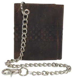 Cazoro Men'S Rfid Blocking Chain Biker Vintage Genuine Leather Classic Trifold Wallet For Men Sweet Deal Today