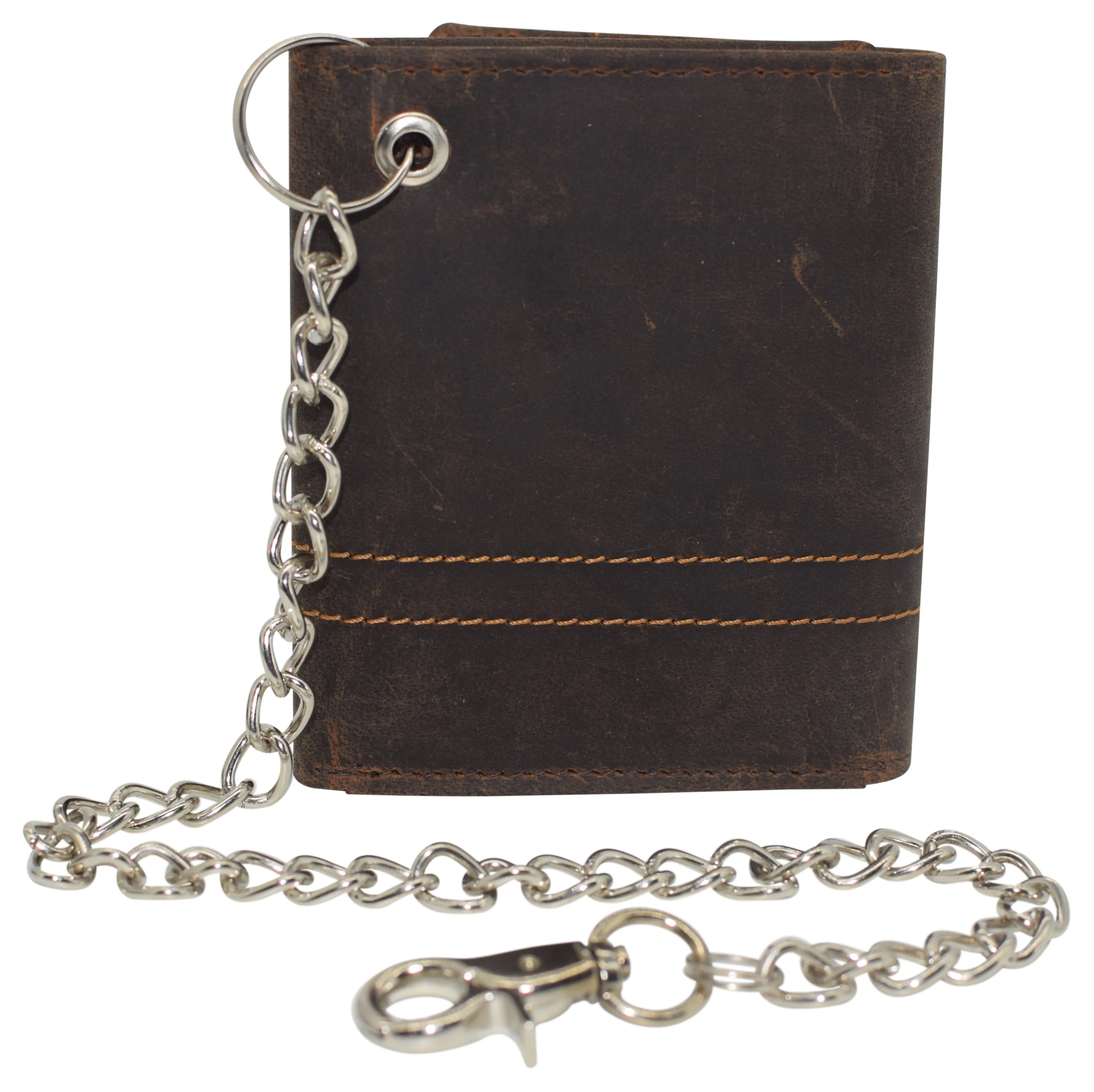 Cazoro Men'S Rfid Blocking Chain Biker Vintage Genuine Leather Classic Trifold Wallet For Men Limited Time Discount