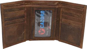 Mega Sale Now Special Price Offer Cazoro Men'S Rfid Protected Slim Trifold Wallet Premium Vintage Leather Wallets For Men (Brown)