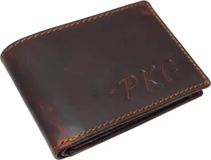 Surprise Discount Today Cazoro Personalized Name Initials Wallets Rfid Blocking Mens Bifold Vintage Leather Slim Card Holder Wallet With Coin Pouch