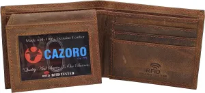 Hot Offer Event Best Deal Online Cazoro Premiun Vintage Leather Men'S Rfid Classic Bifold Wallet For Men (Brown)