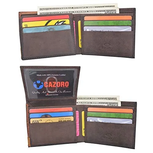 Cazoro Rfid Blocking Bifold Wallet Passcase Genuine Leather And Flip Up Id Mens Wallets Shop the Savings Save Big Online