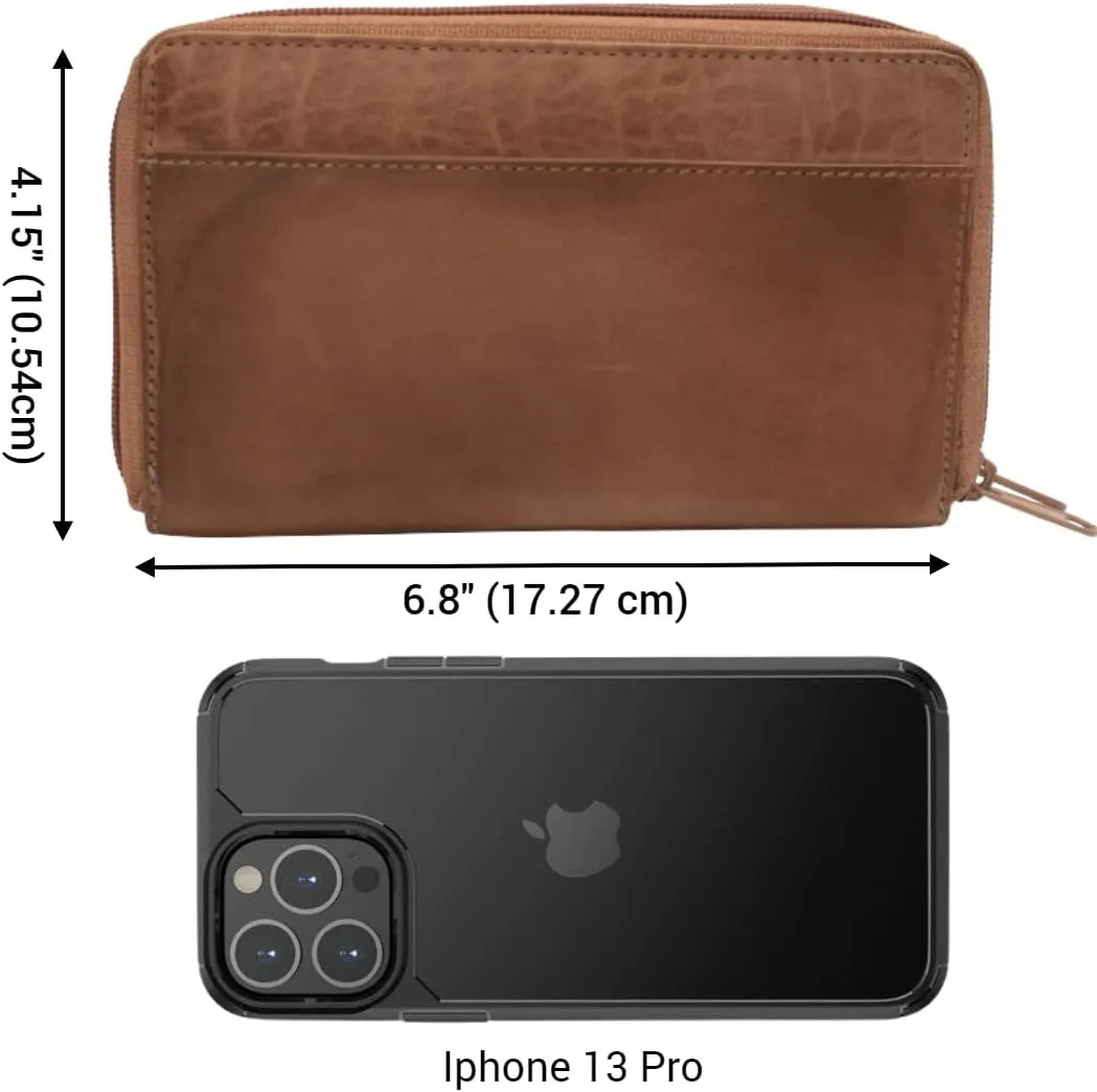 Shop Hot Picks Cazoro Rfid Blocking Genuine Leather Zip Around Large Wallet For Women Credit Card Clutch Holder Phone Wristlet With Zipper Pocket (Purple)