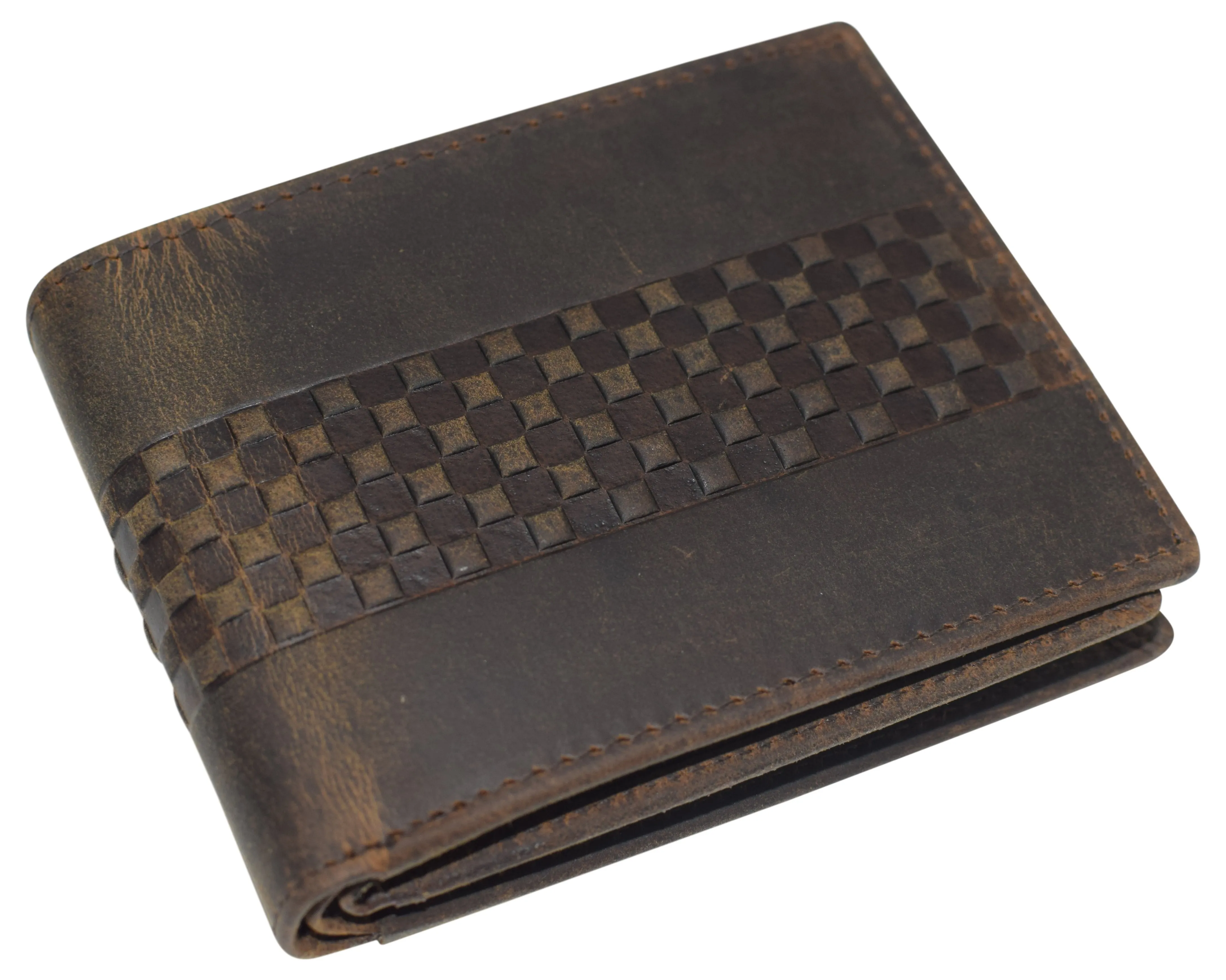 Daily Deal Frenzy Hot Sale Alert Cazoro Rfid Blocking Men'S Handmade Vintage Distressed Genuine Leather Bifold Id Window Wallet For Men