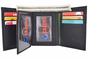Big Savings Today Limited Stock Alert Cazoro Extra Capacity Trifold Wallet For Men Rfid Blocking Genuine Leather Wallet Black Brown