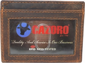 Cazoro Front Pocket Minimalist Vintage Leather Slim Wallet Rfid Blocking Medium Size (Brown Rhu) Grab Todays Deal