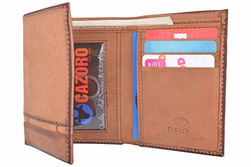 Flash Deal Today Cazoro Genuine Leather Mens Rfid Blocking Slim Trifold Wallet 8 Cards 1 Id Window 2 Bill Pockets