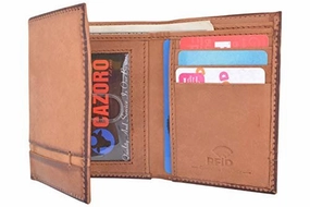 Flash Deal Today Cazoro Genuine Leather Mens Rfid Blocking Slim Trifold Wallet 8 Cards 1 Id Window 2 Bill Pockets