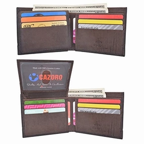 Flash Sale Alert Now MustHave Gift Ideas Cazoro Men'S Genuine Leather Rfid Blocking Bifold Extra Capacity Top Flip Id Wallet Brown