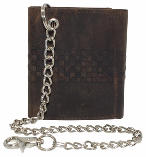Cazoro Men'S Rfid Blocking Chain Biker Vintage Genuine Leather Classic Trifold Wallet For Men Sweet Deal Today