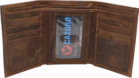 Mega Sale Now Special Price Offer Cazoro Men'S Rfid Protected Slim Trifold Wallet Premium Vintage Leather Wallets For Men (Brown)