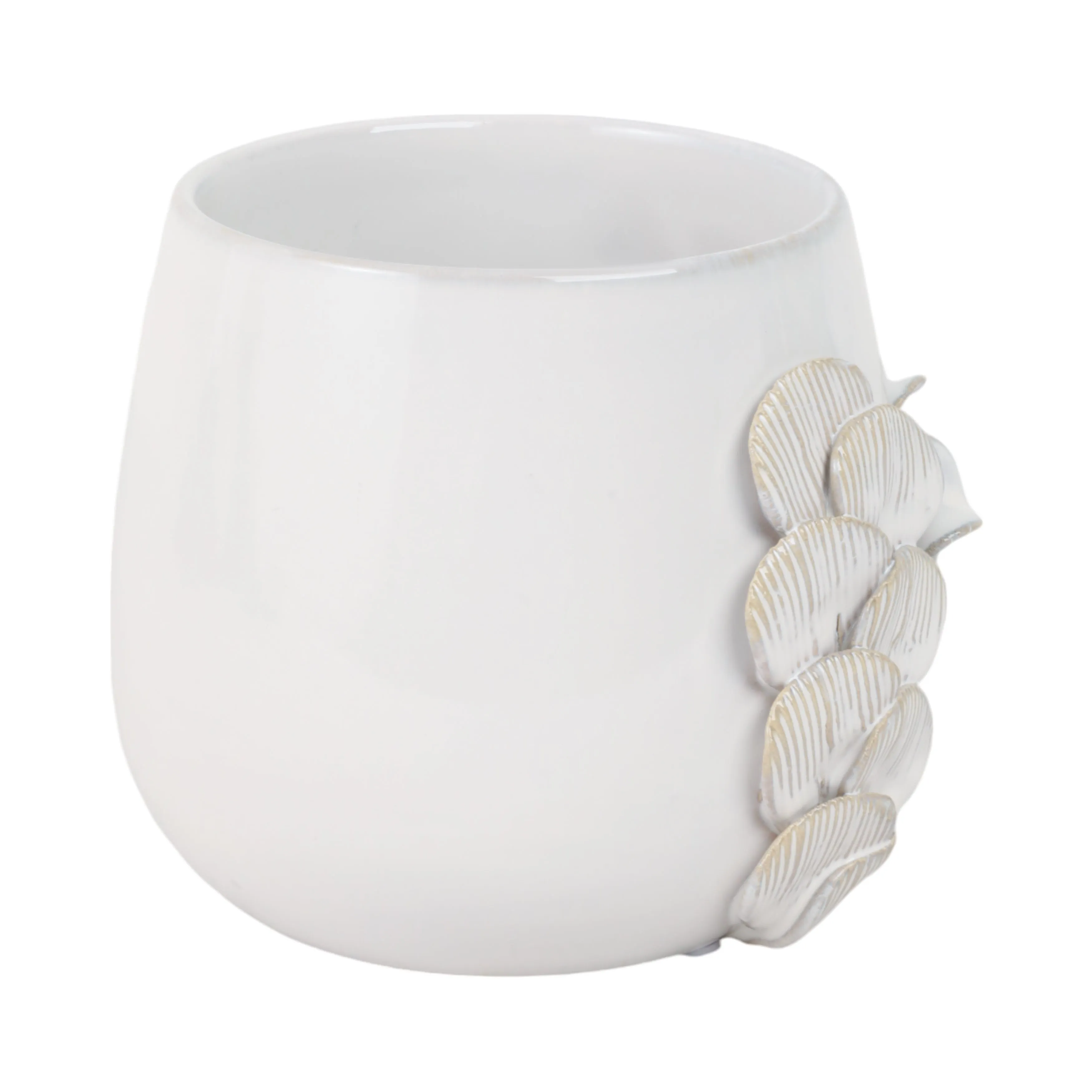 Cer, 6" Mushroom Applique Planter, Ivory